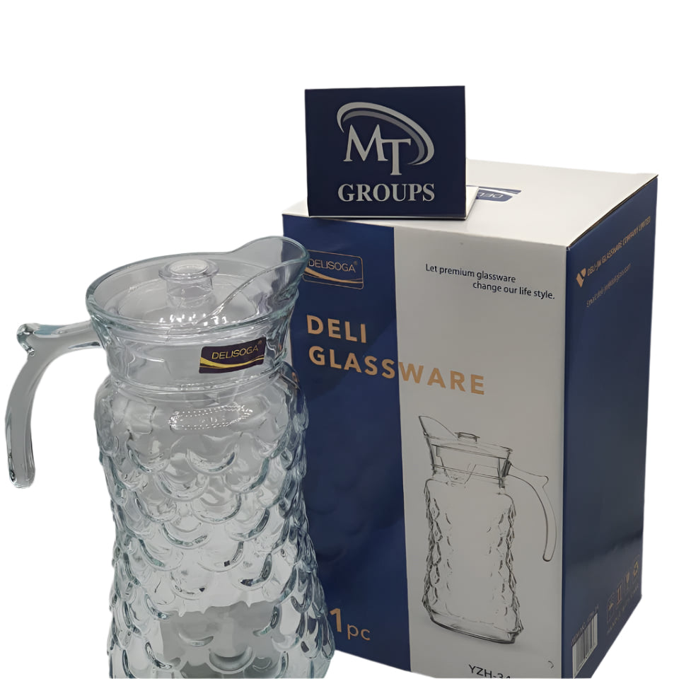 Delisoga® Premium Glass Serving Jug with Lid – 1.7L | Elegant Water Pitcher for Home & Offices - Heaven of homes - Sale Pakistan