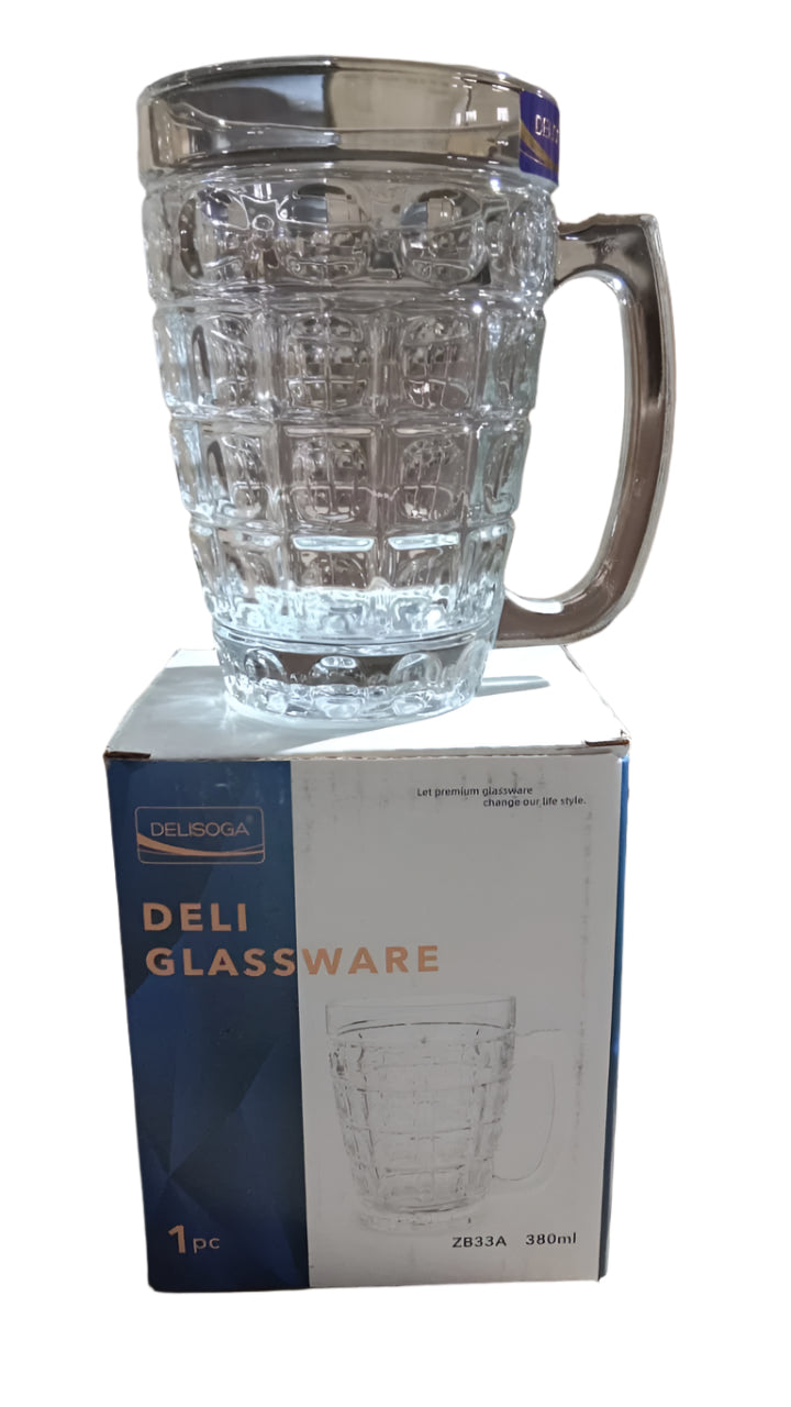 Delisoga® Pack of 2 Pieces 380ml Clear Glass Mug – Premium Cup for Coffee, Milkshakes & Beverages - Heaven of homes - Sale Pakistan