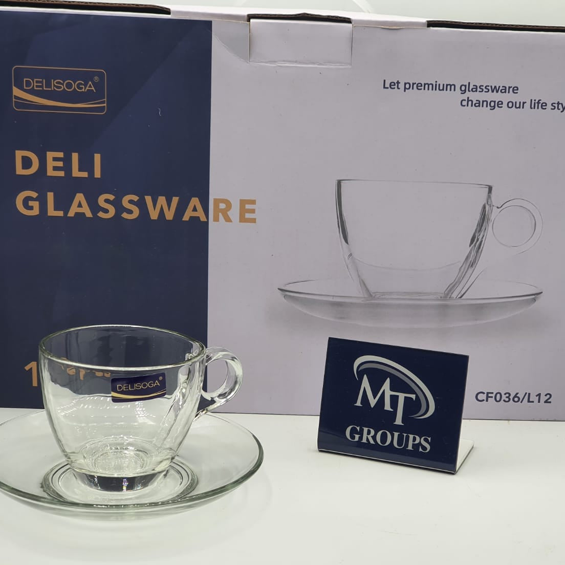 Delisoga® 6-Piece Glass Cup & Saucer Set – Elegant Clear Design for Tea & Coffee Lovers - Heaven of homes - Sale Pakistan