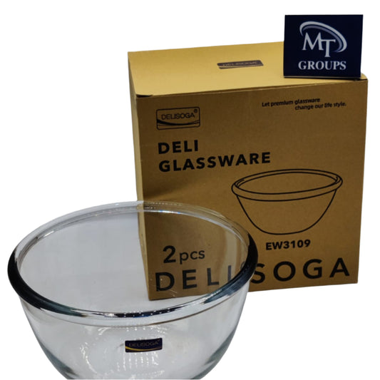 Delisoga® Set of 2 Deep Round Transparent Glass Bowls – Perfect for Soup, Salad & Serving - Heaven of homes - Sale Pakistan