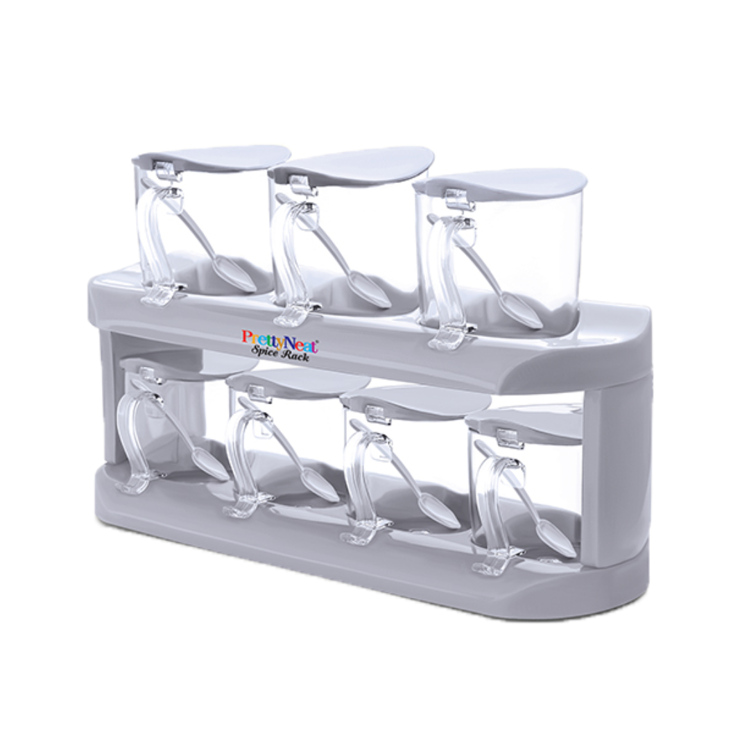 7-Jar Spice Rack Organizer – Compact Countertop & Cabinet Storage Shelf
