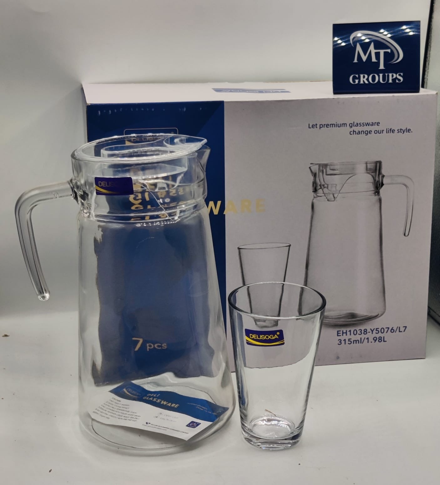 Delisoga® Premium 7-Piece Colored Glass Water & Drink Serving Set 6 Glasses & 1 Jug - Heaven of homes - Sale Pakistan