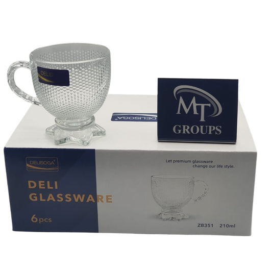 Delisoga® Set of 6 Clear Glass Mugs – 210ml Premium Cups for Tea, Coffee & Green Tea - Heaven of homes - Sale Pakistan