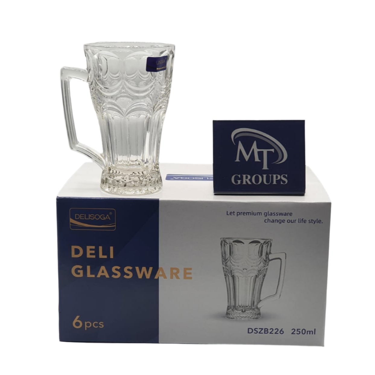 Delisoga® Set of 6 Clear Glass Mugs – 250ml Juice & Milkshake Cups Made from Fine Glass DSZB226 - Heaven of homes - Sale Pakistan