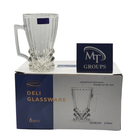 Delisoga® Premium 270ml Glass Juice & Milkshake Mug Set – Set of 6 Elegant Drinkware - Heaven of homes - Sale Pakistan