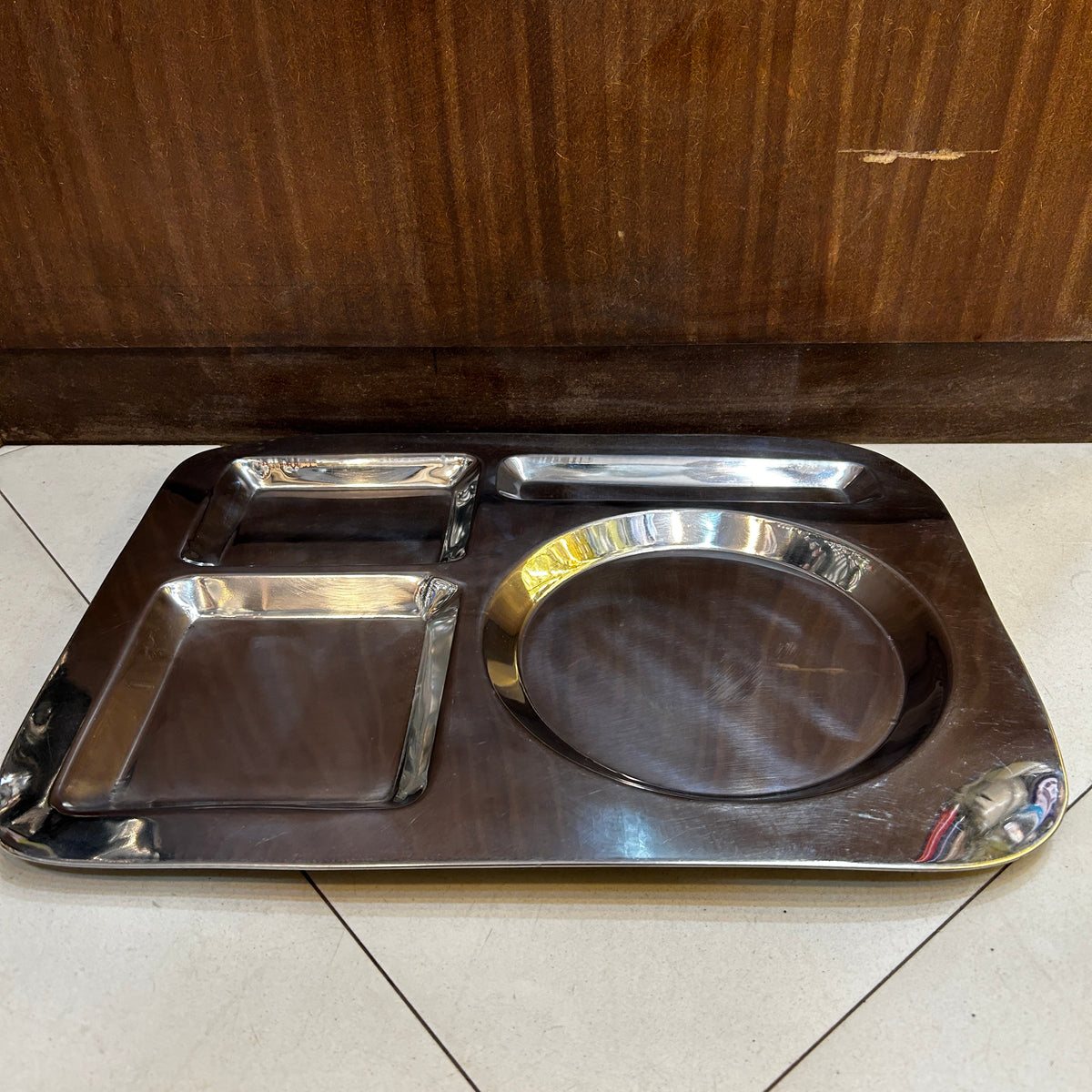 Heaven Stainless Steel Partition Tray Large Size 12 inches x 15 inches Restaurant Style Indian Thaali