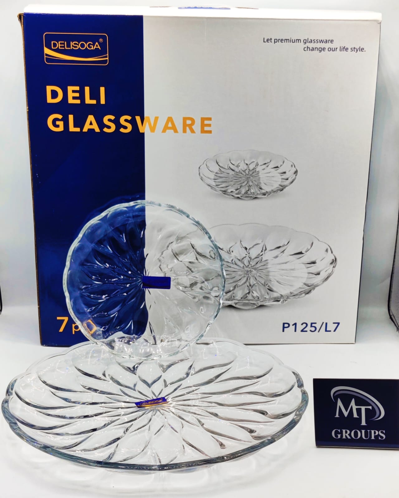 Delisoga® Premium 7-Piece Glass Cake Set – 1 Large Plate & 6 Quarter Plates for Snacking & Serving - Heaven of homes - Sale Pakistan