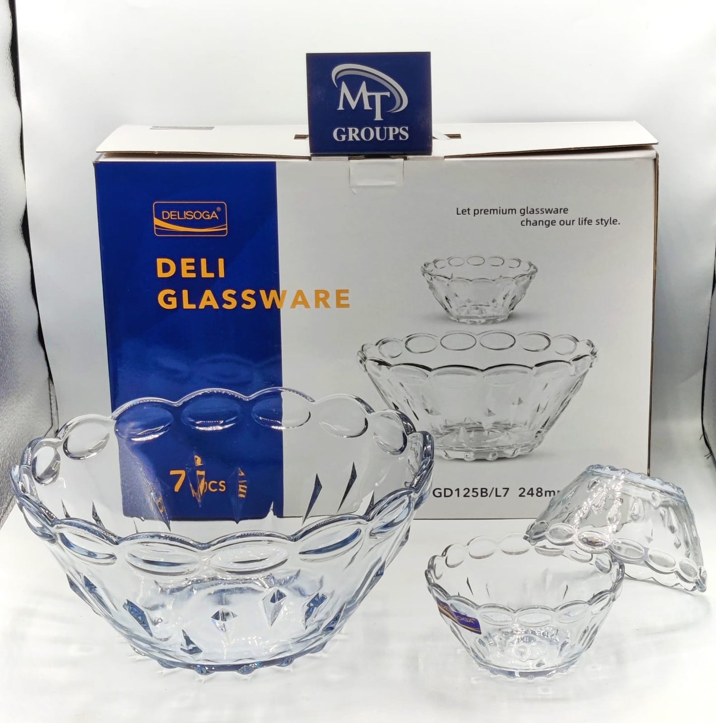 Delisoga® 7-Piece Glass Fruit Serving Set – Elegant Glassware for Fruit, Snacks, & Desserts - Heaven of homes - Sale Pakistan