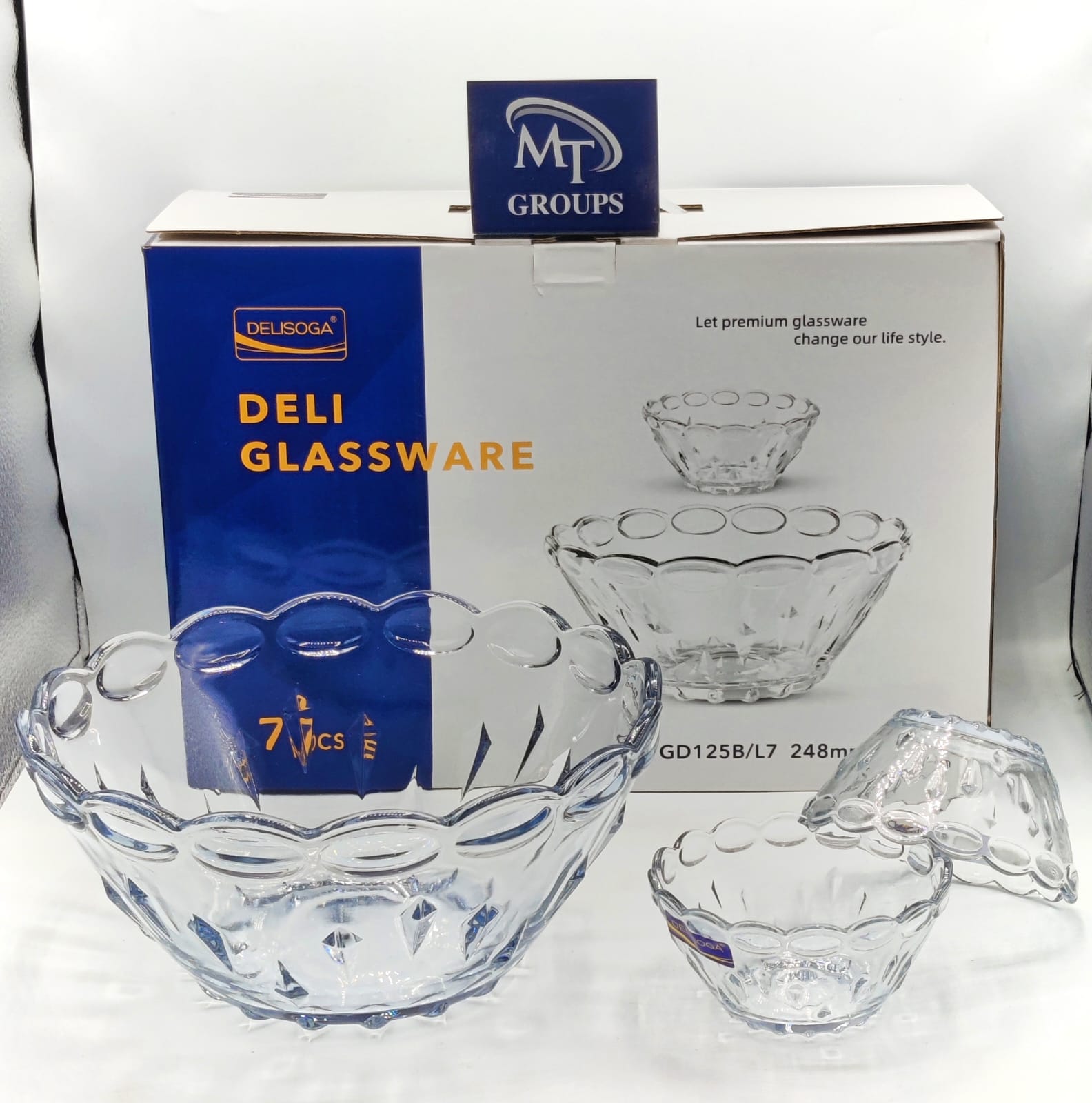 Delisoga® 7-Piece Glass Fruit Serving Set – Elegant Glassware for Fruit, Snacks, & Desserts - Heaven of homes - Sale Pakistan