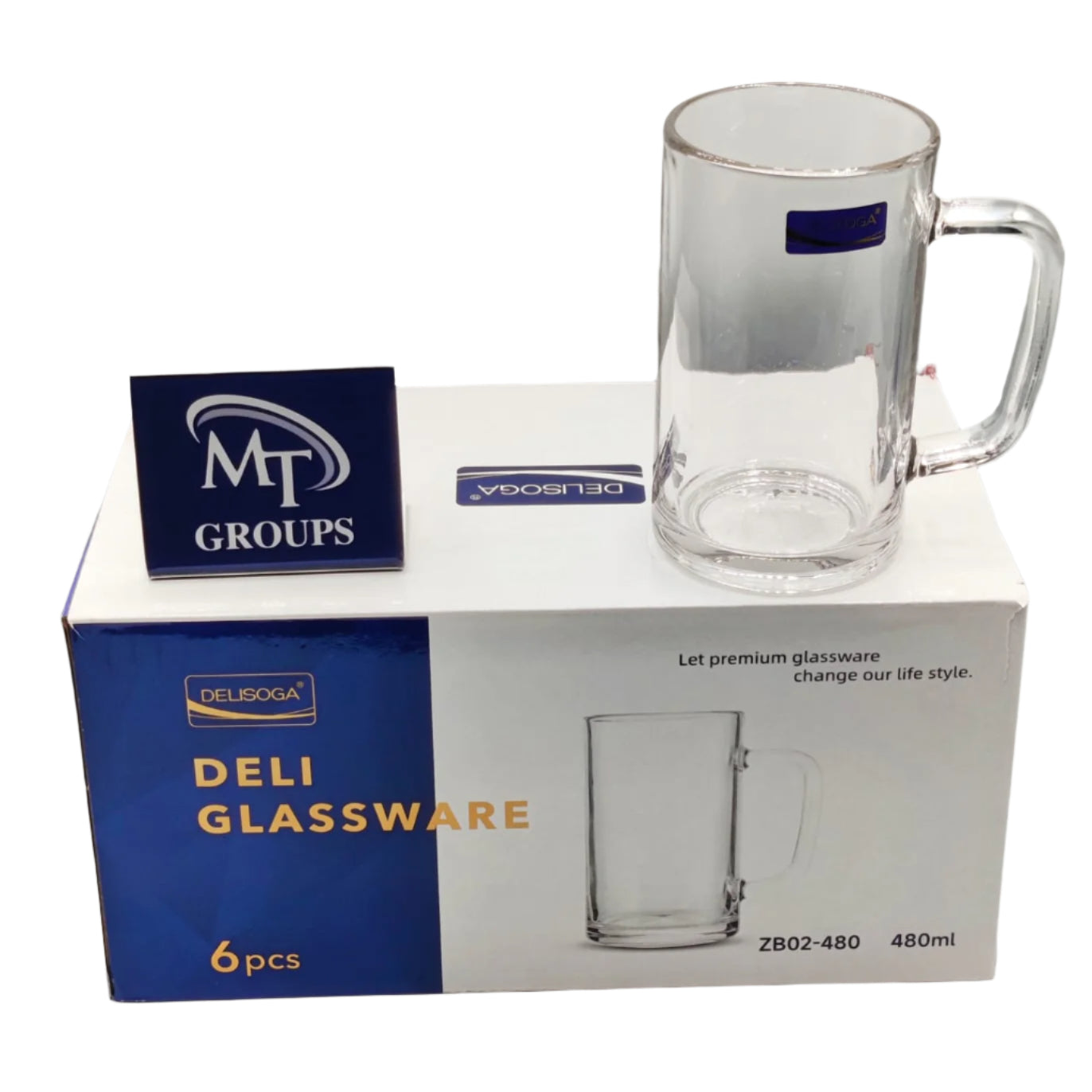 Delisoga® 6-Piece Clear Glass Juice Mug Set – 480ml Clear Mugs for Juice, Milkshake & Beverages ZB02-480 - Heaven of homes - Sale Pakistan
