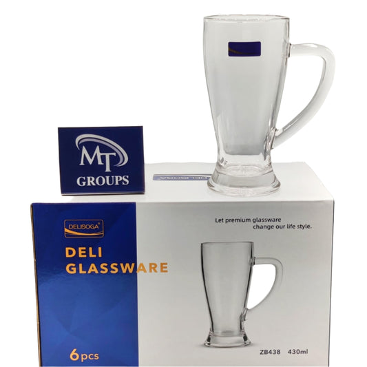 Delisoga® 6-Piece Juice & Milkshake Glass Mug Set – 430ml Fine Clear Glassware - Heaven of homes - Sale Pakistan