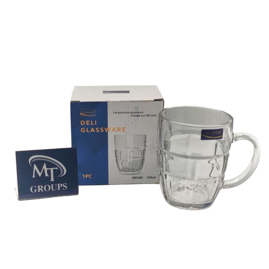 Delisoga® Set of 2 Mugs 520ml Clear Glass Mug –Heat Resistant Coffee & Juice Mug with Handle - ZB520C