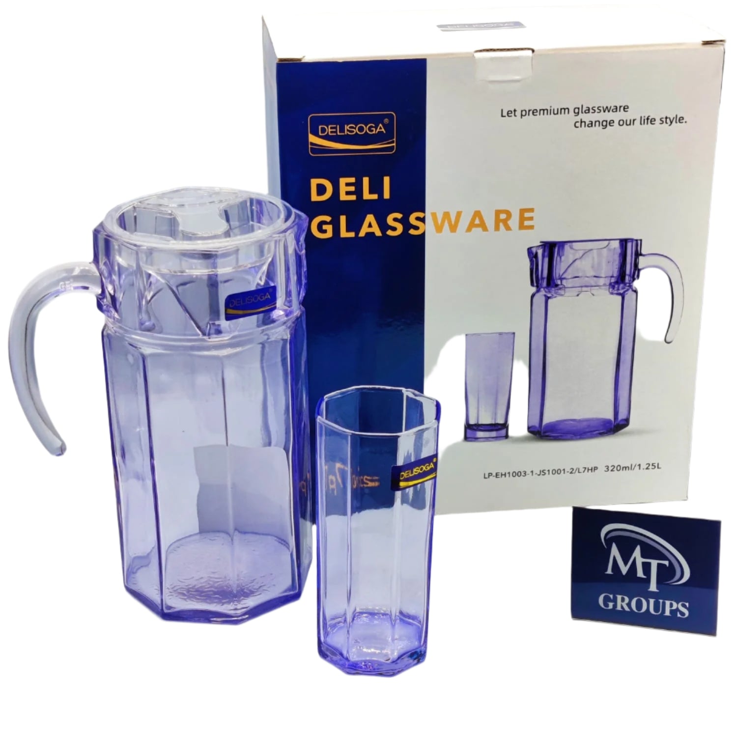 Delisoga® 7-Piece Clear Glass Water Set – 320ml Transparent Carafe with Long Drinking Glasses - LP-EH1003-1-51001-2/L7HB - Heaven of homes - Sale Pakistan