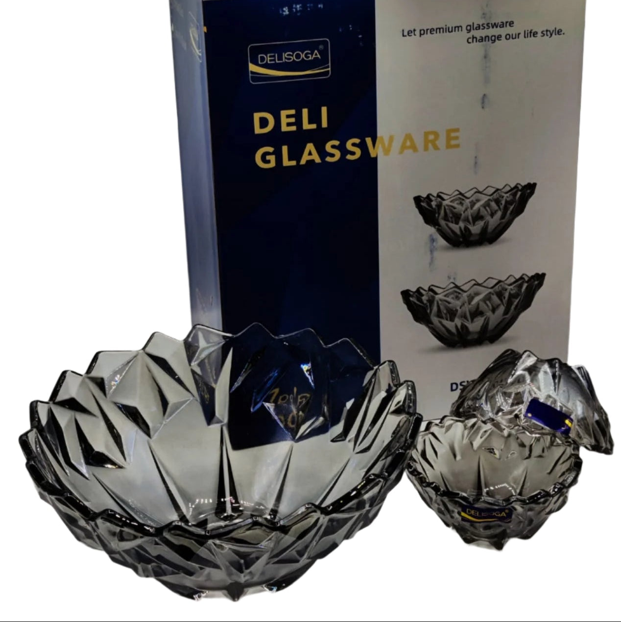 Delisoga® 7-Piece Grey Glass Premium Glass Fruit Serving Set – Elegant Glassware Collection - Heaven of homes - Sale Pakistan
