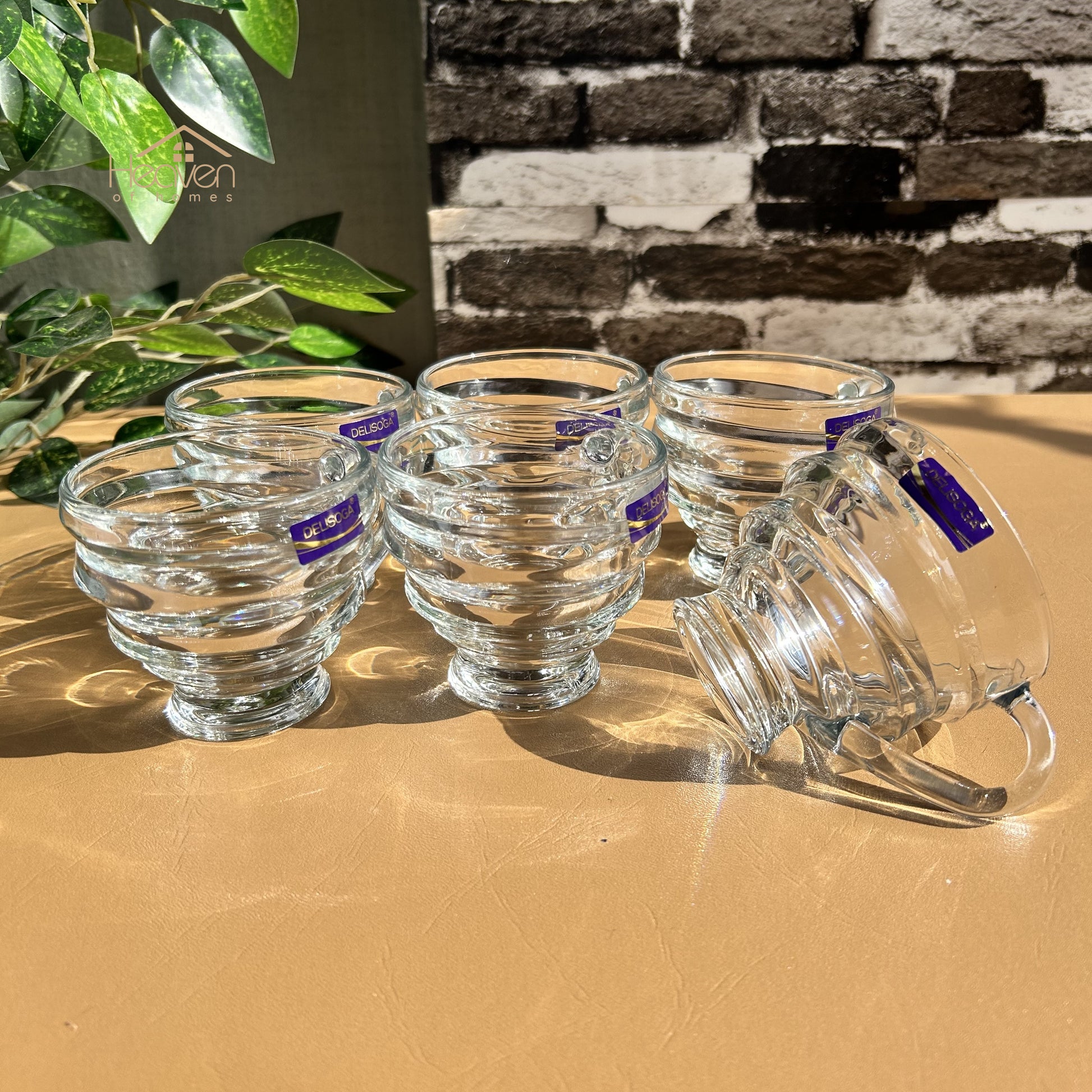 Delisoga® Set of 6 Transparent Clear Glass Coffee & Tea Mugs – 210ml Elegant Cup Design - Heaven of homes - Sale Pakistan