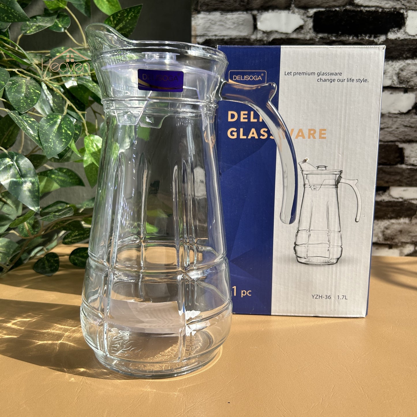 Delisoga® Premium 1.7-Liter Glass Serving Jug – Elegant Pitcher for Beverages - Heaven of homes - Sale Pakistan