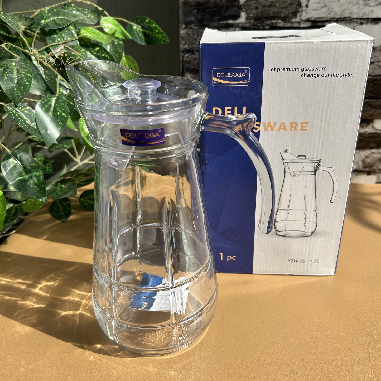 Delisoga® Premium 1.7-Liter Glass Serving Jug – Elegant Pitcher for Beverages - Heaven of homes - Sale Pakistan