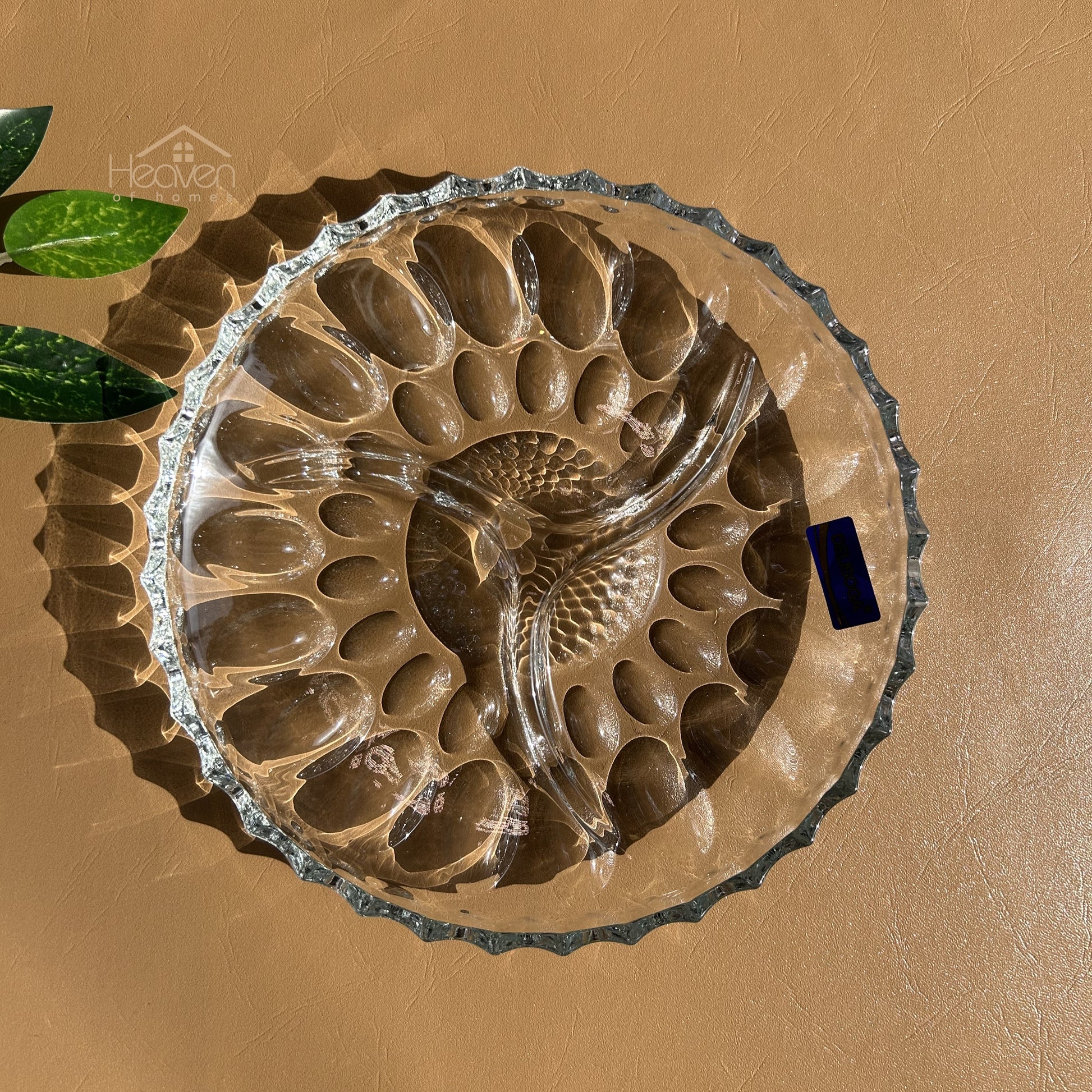 Delisoga® Glass Dry Fruit Dish Candy Tray with Partitions Clear Glass 9 inches - Heaven of homes - Sale Pakistan