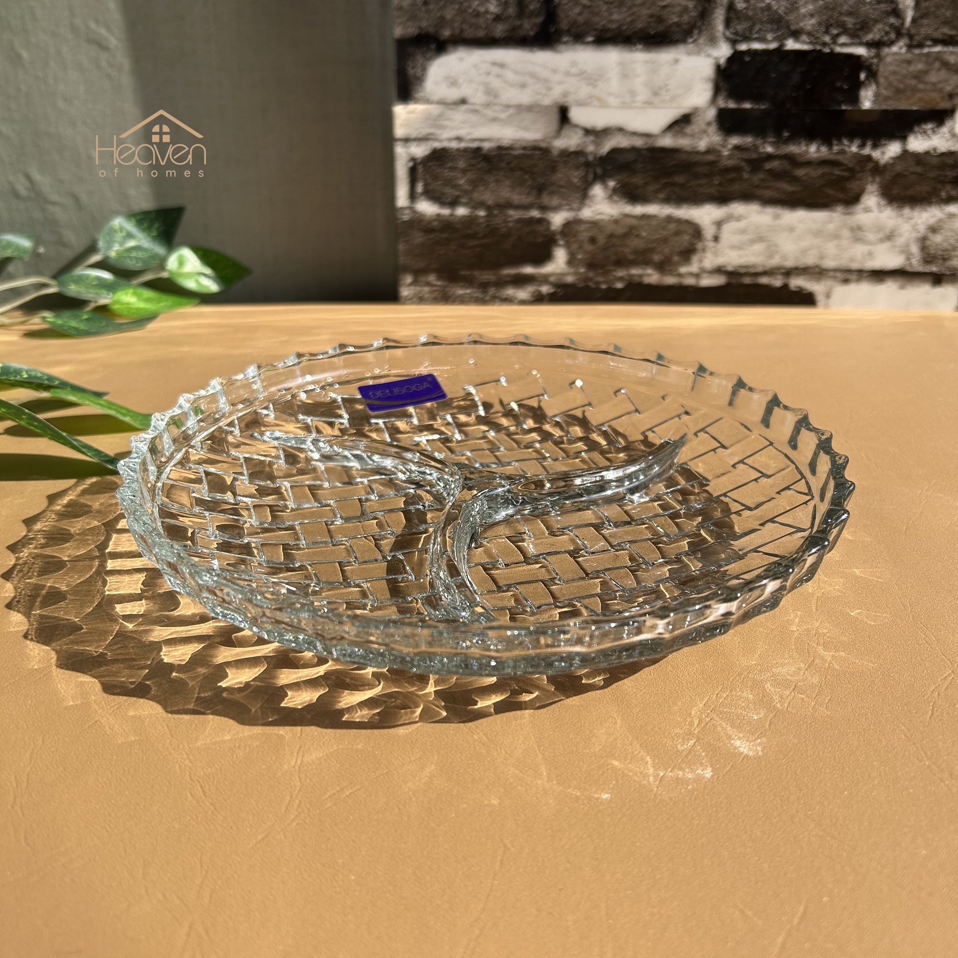 Delisoga® Glass Dry Fruit Dish Candy Tray with Partitions Clear Glass 9 inches - Heaven of homes - Sale Pakistan