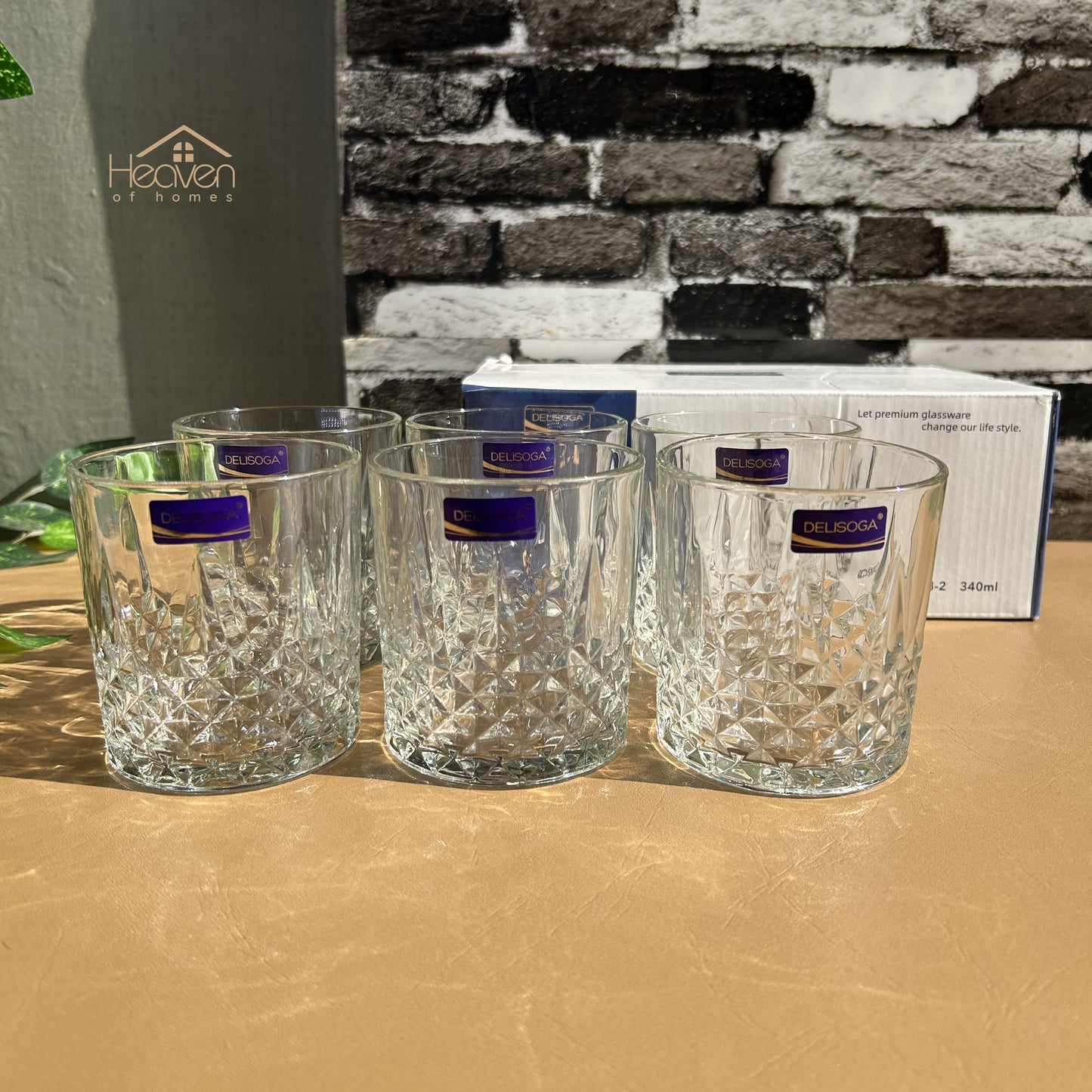 Delisoga® 340 ml Transparent Crystal Clear Drinking Glasses of Pure Style and Practicality - Heaven of homes - Sale Pakistan