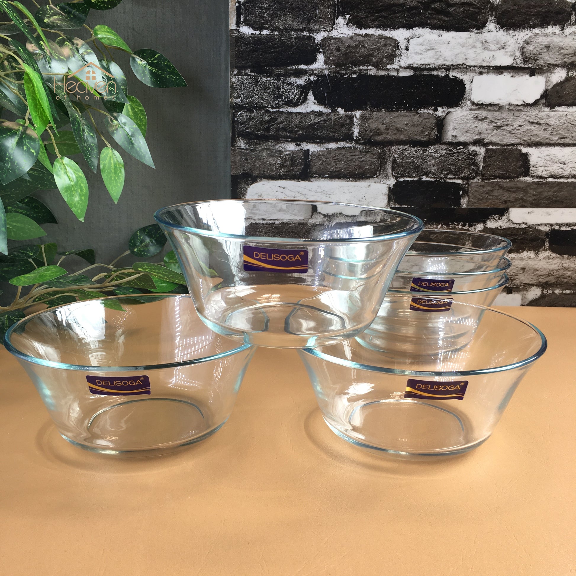 Delisoga® Set of 6 Clear Glass Soup Bowls - 6.5 Inch Transparent Design - Heaven of homes - Sale Pakistan