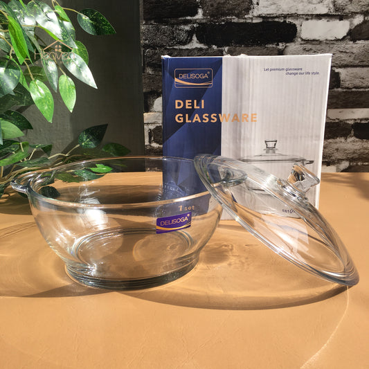 Delisoga® Microwaveable Round Tempered Glass Bakeware with Cover - Heaven of homes - Sale Pakistan