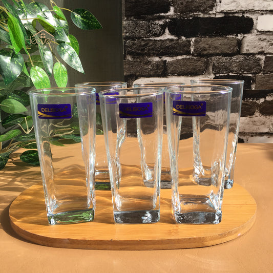 Delisoga® Water Glasses Clear Glass Set Of 6 280 ML Dessert Glass - Heaven of homes - Sale Pakistan