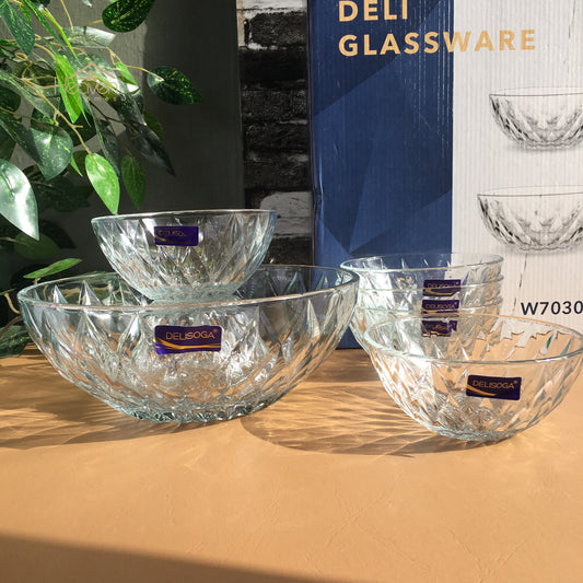 Delisoga® 7-Piece Clear Glass Ice Cream & Fruit Serving Set – Elegant Glassware Collection - Heaven of homes - Sale Pakistan