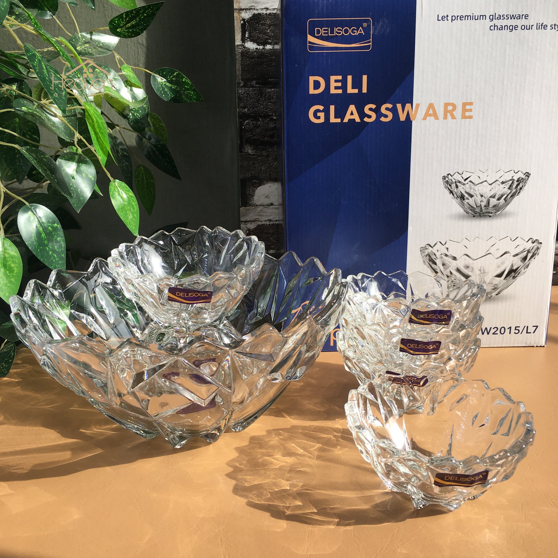 Delisoga® 7-Piece Elegant Glassware Set – Clear Glass Ice Cream and Fruit Serving Set - Heaven of homes - Sale Pakistan