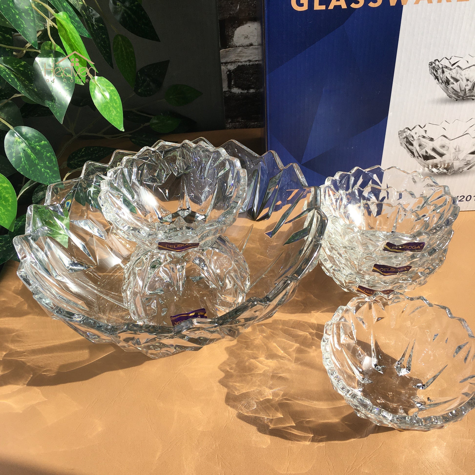 Delisoga® 7-Piece Elegant Glassware Set – Clear Glass Ice Cream and Fruit Serving Set - Heaven of homes - Sale Pakistan