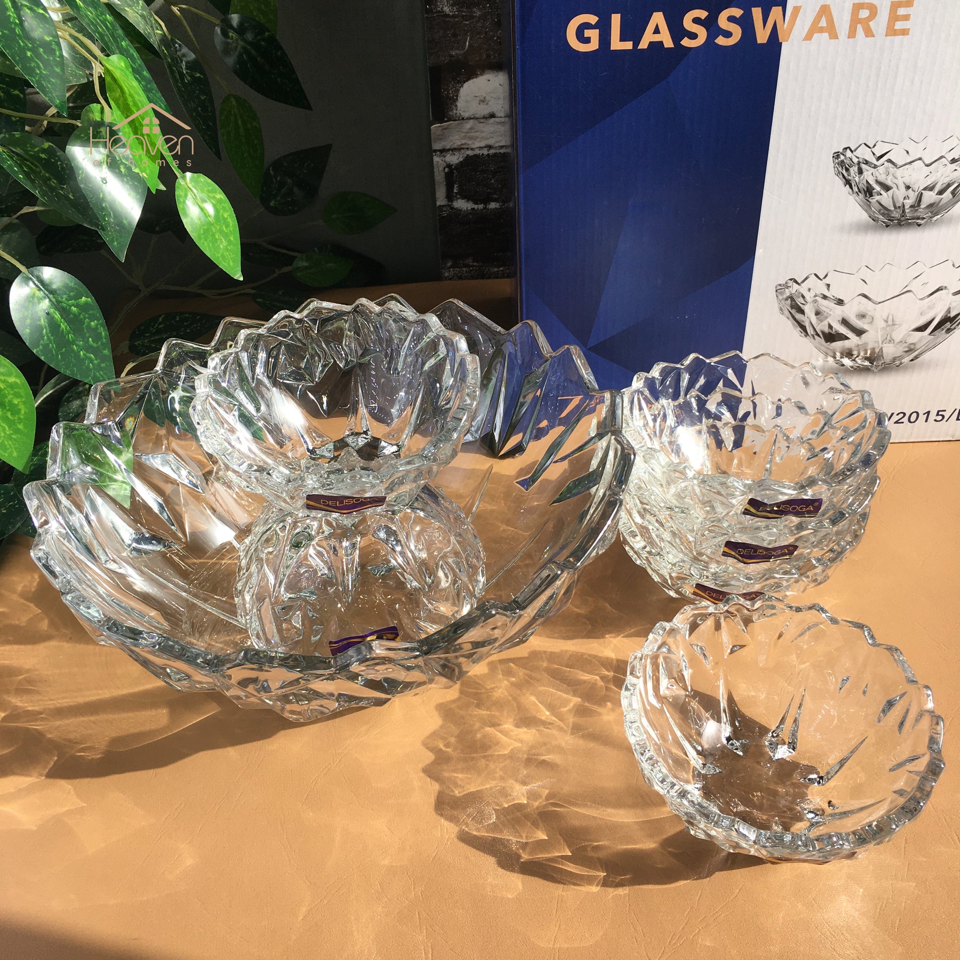 Delisoga® 7-Piece Elegant Glassware Set – Clear Glass Ice Cream and Fruit Serving Set - Heaven of homes - Sale Pakistan
