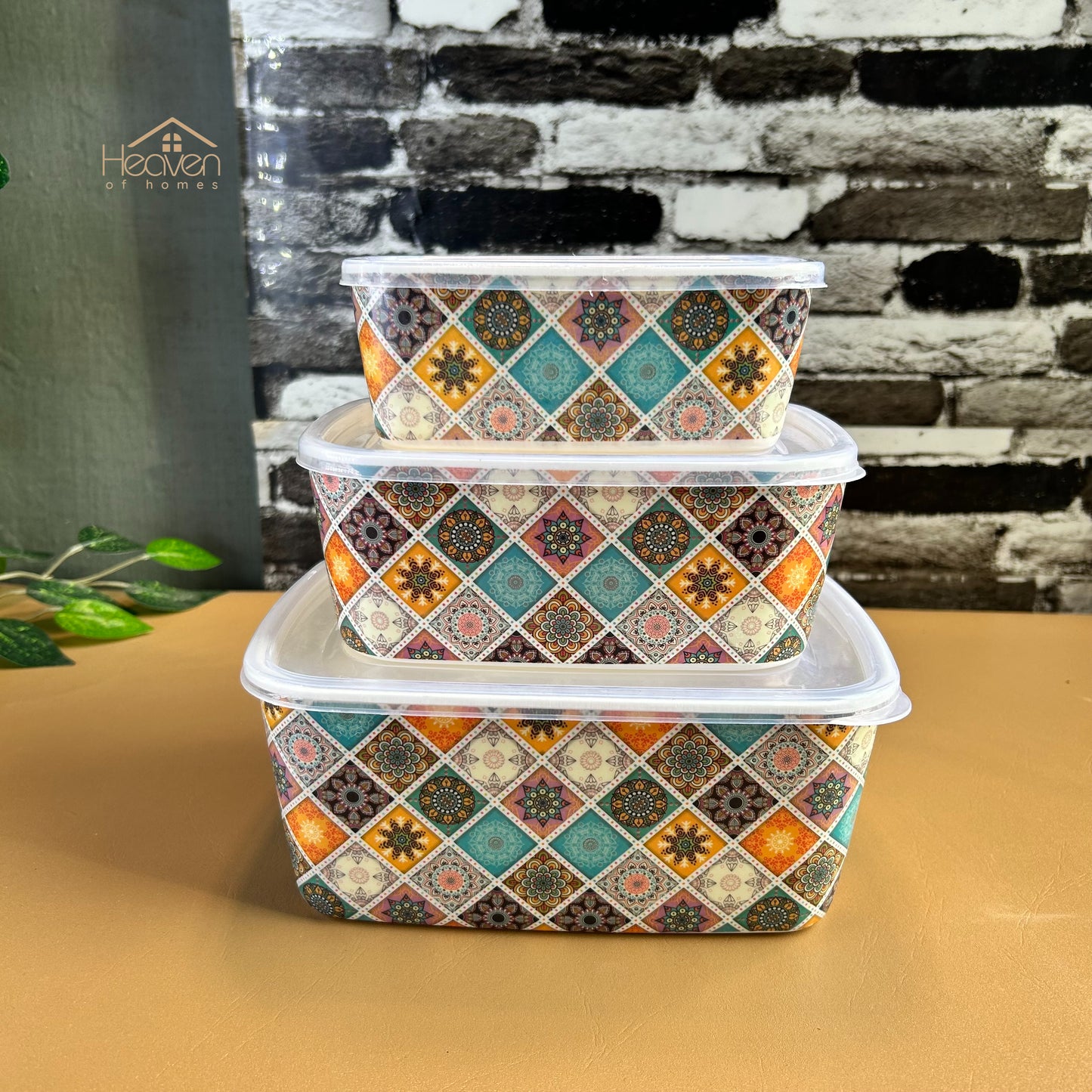 Set of 3 Melamine Bowls with Lids – BPA-Free, Microwave Safe, Ideal for Storage & Serving | Heaven Collection - Heaven of homes - Sale Pakistan