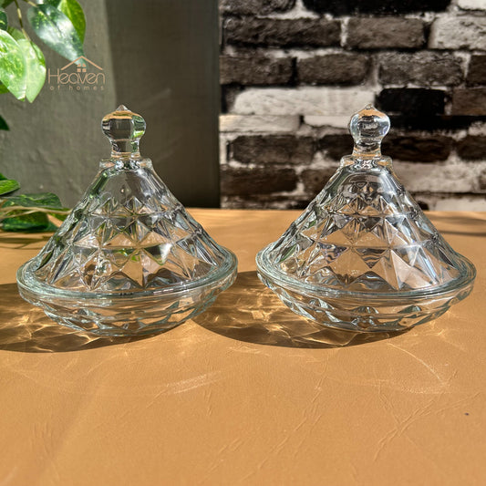Delisoga® Crystal Candy Dish Set of 2 Elegant Candy Jars for Sweets & Treats Trending - Heaven of homes - Sale Pakistan