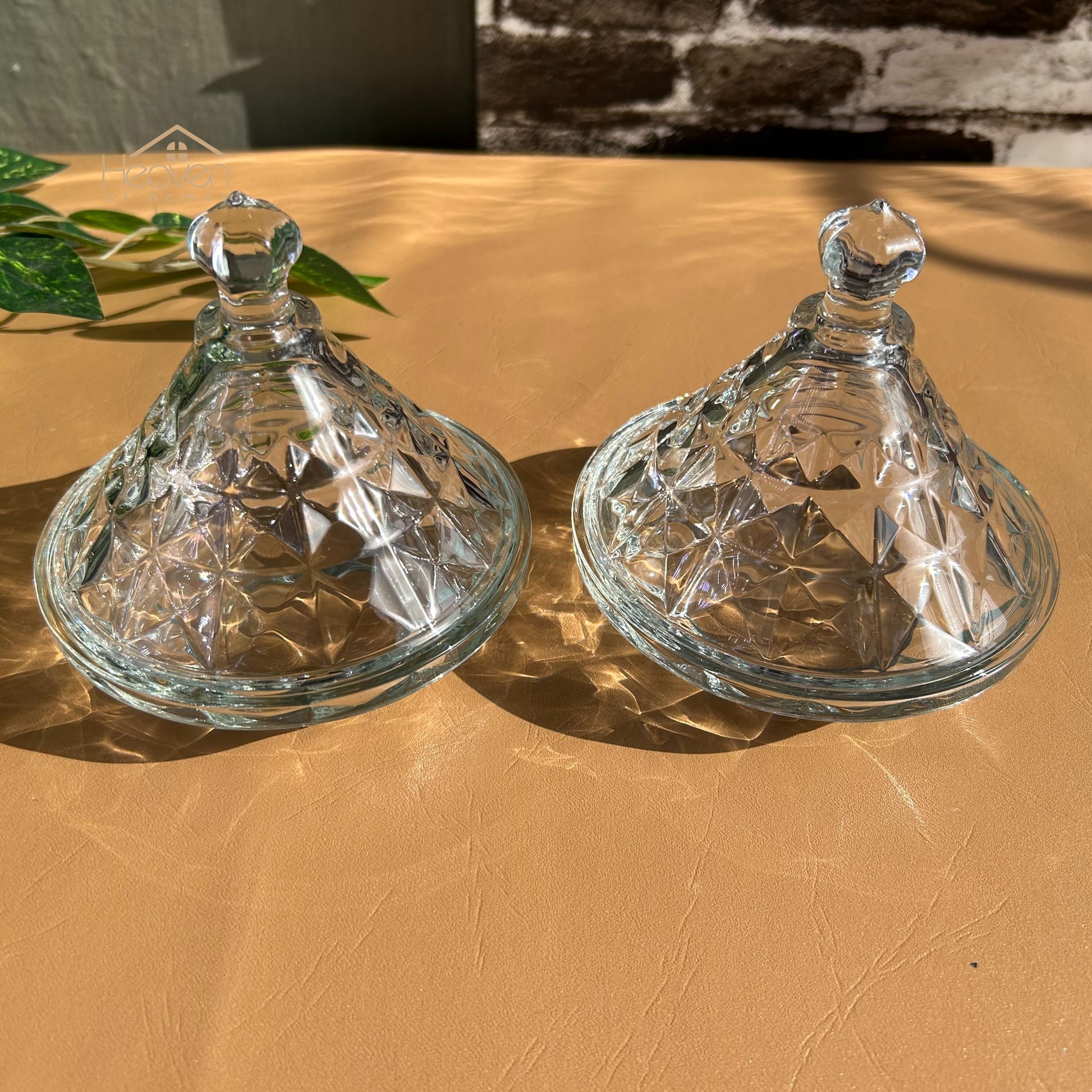 Delisoga® Crystal Candy Dish Set of 2 Elegant Candy Jars for Sweets & Treats Trending - Heaven of homes - Sale Pakistan