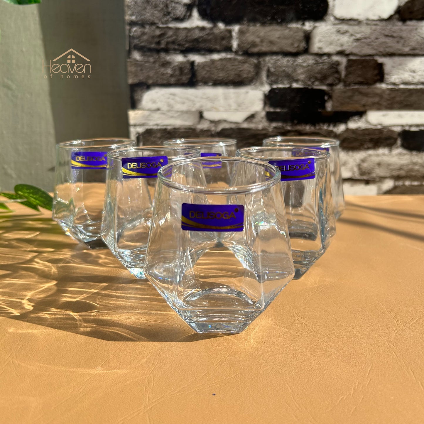 Delisoga® Water Glasses Modern Diamond Shape Drinking Glass Set of 6 - Heaven of homes - Sale Pakistan