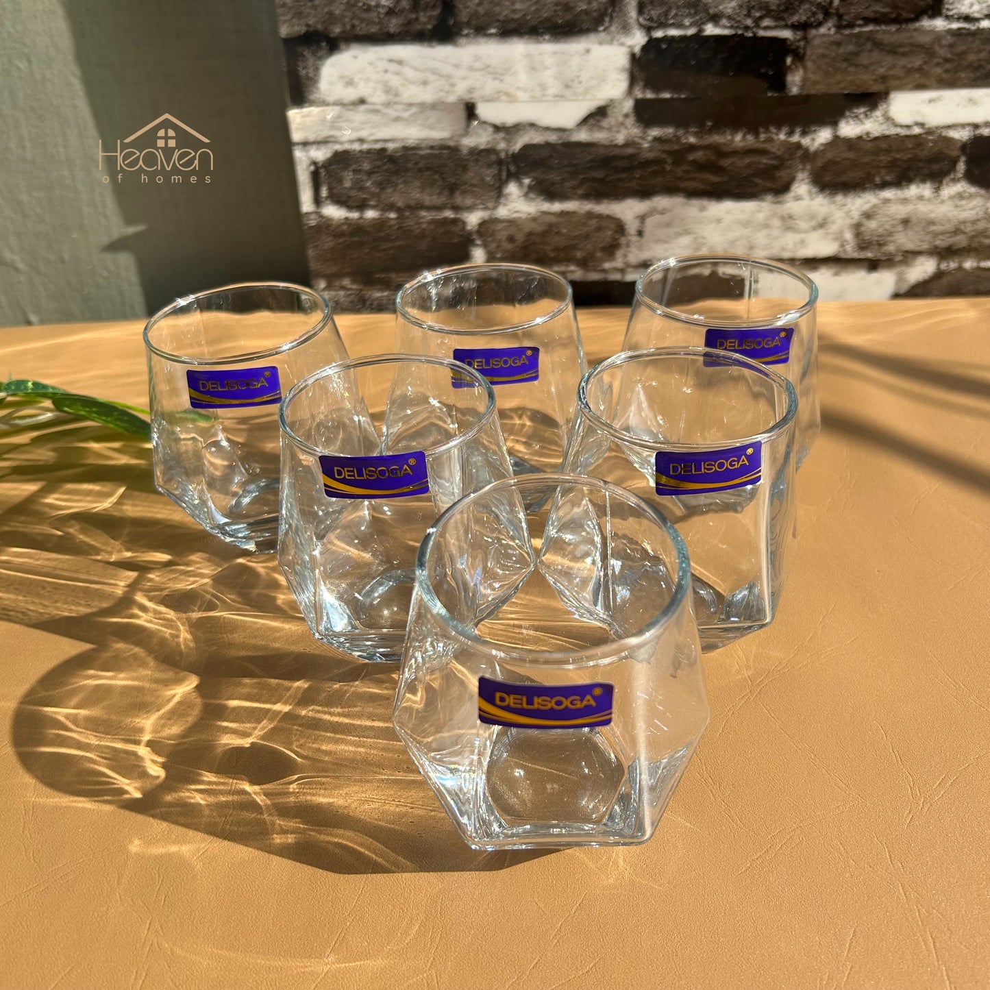Delisoga® Water Glasses Modern Diamond Shape Drinking Glass Set of 6 - Heaven of homes - Sale Pakistan