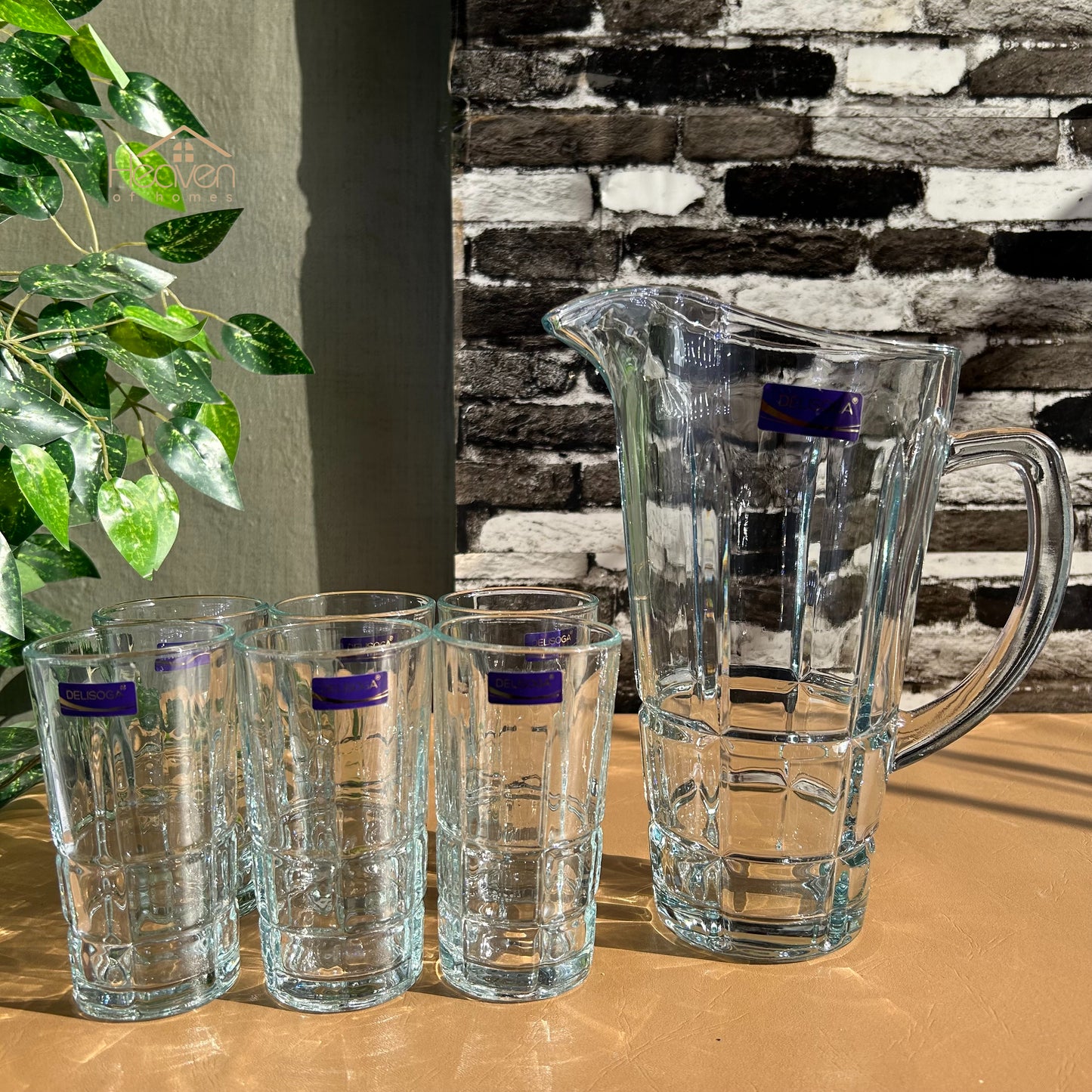 Delisoga® Premium 7-Piece Glass Water and Serving Set 6 Glasses & 1 Jug - Heaven of homes - Sale Pakistan