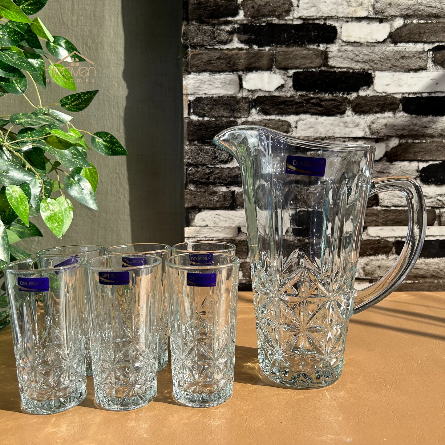 Delisoga® Premium 7-Piece Glass Water and Serving Set 6 Glasses & 1 Jug - Heaven of homes - Sale Pakistan