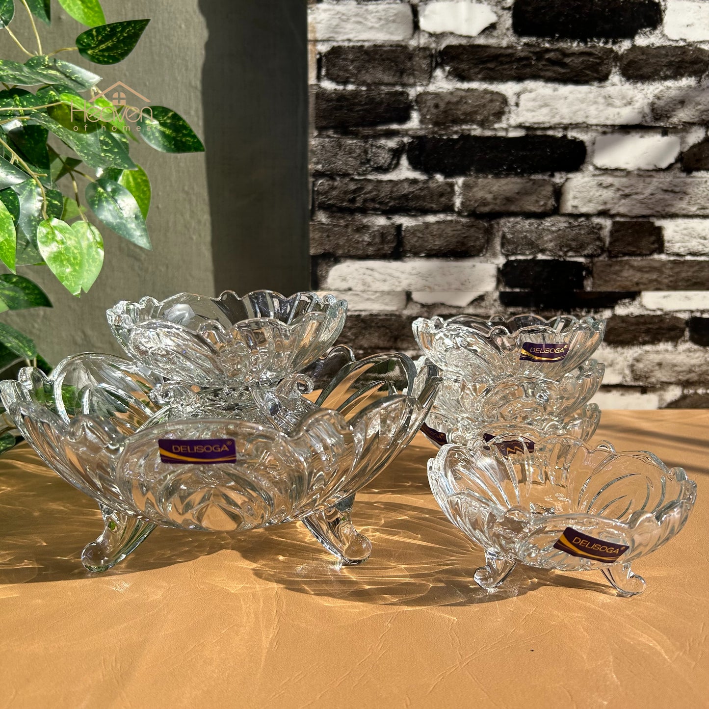 Delisoga® 7-Piece Clear Glass Ice Cream & Fruit Serving Set – Premium Collection - Heaven of homes - Sale Pakistan