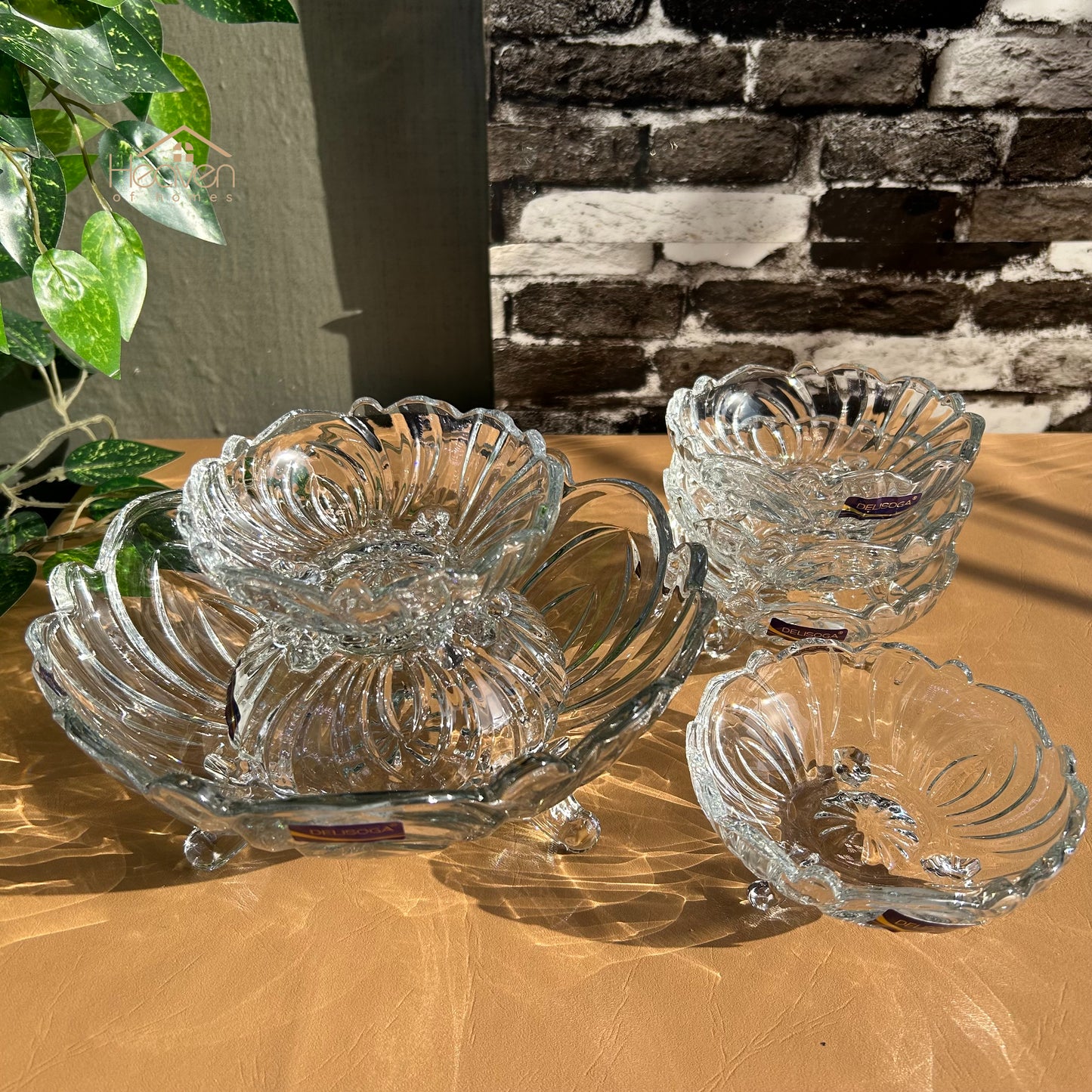 Delisoga® 7-Piece Clear Glass Ice Cream & Fruit Serving Set – Premium Collection - Heaven of homes - Sale Pakistan