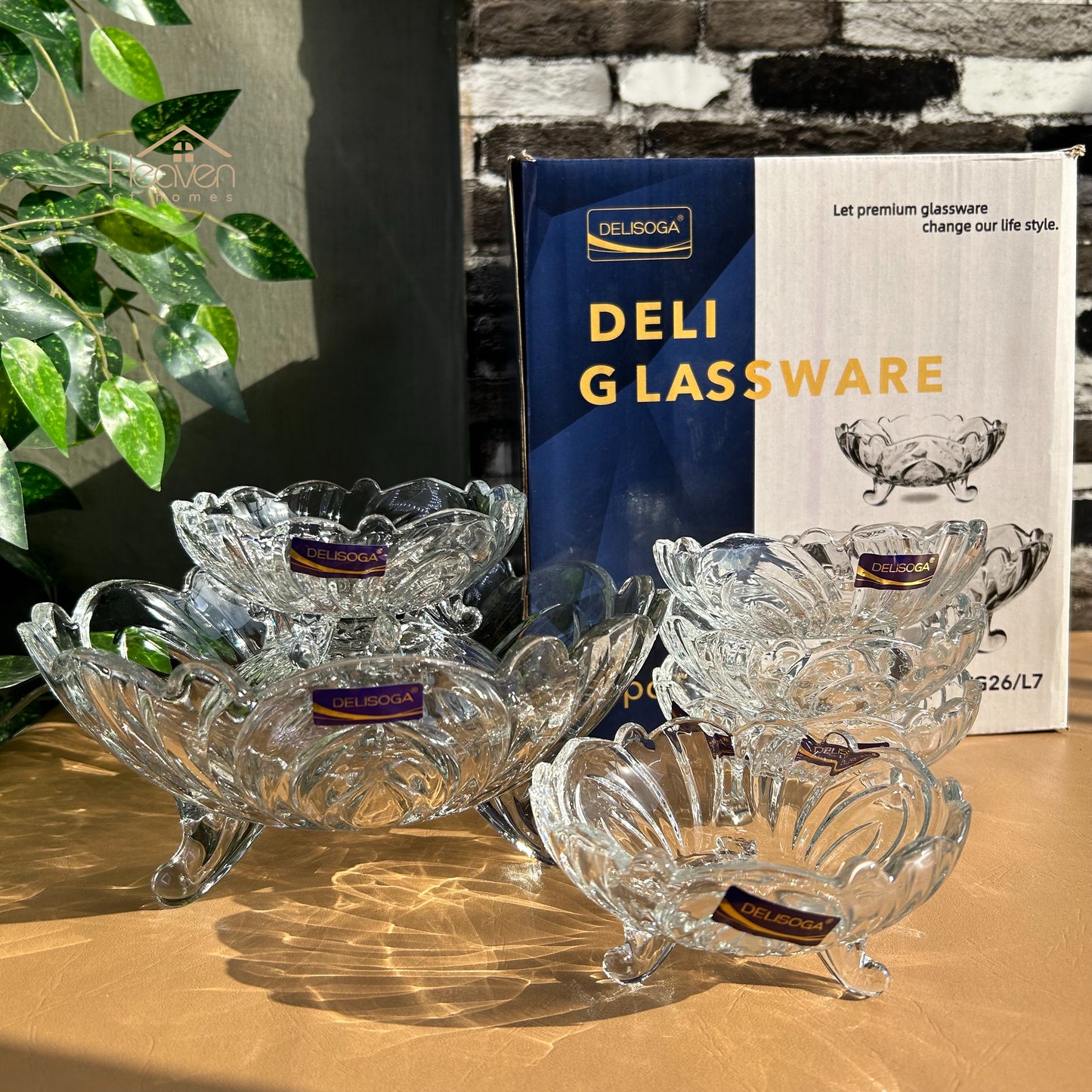 Delisoga® 7-Piece Clear Glass Ice Cream & Fruit Serving Set – Premium Collection - Heaven of homes - Sale Pakistan