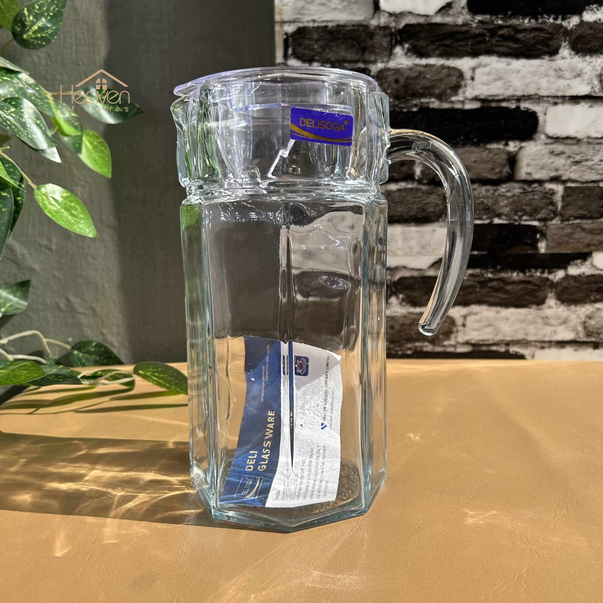 Delisoga® Premium 1.8-Liter Glass Serving Jug – Elegant Pitcher for Beverages Glass Material Plain - Heaven of homes - Sale Pakistan