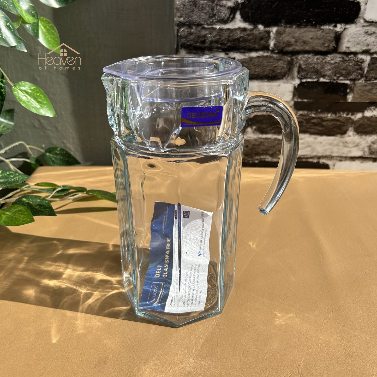 Delisoga® Premium 1.8-Liter Glass Serving Jug – Elegant Pitcher for Beverages Glass Material Plain - Heaven of homes - Sale Pakistan