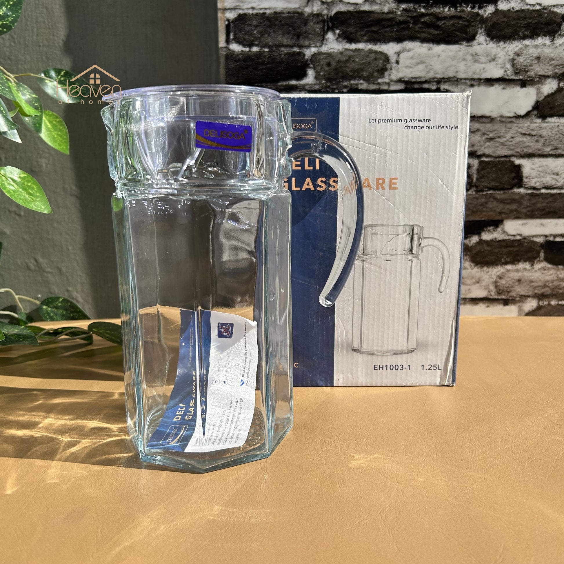Delisoga® Premium 1.8-Liter Glass Serving Jug – Elegant Pitcher for Beverages Glass Material Plain - Heaven of homes - Sale Pakistan