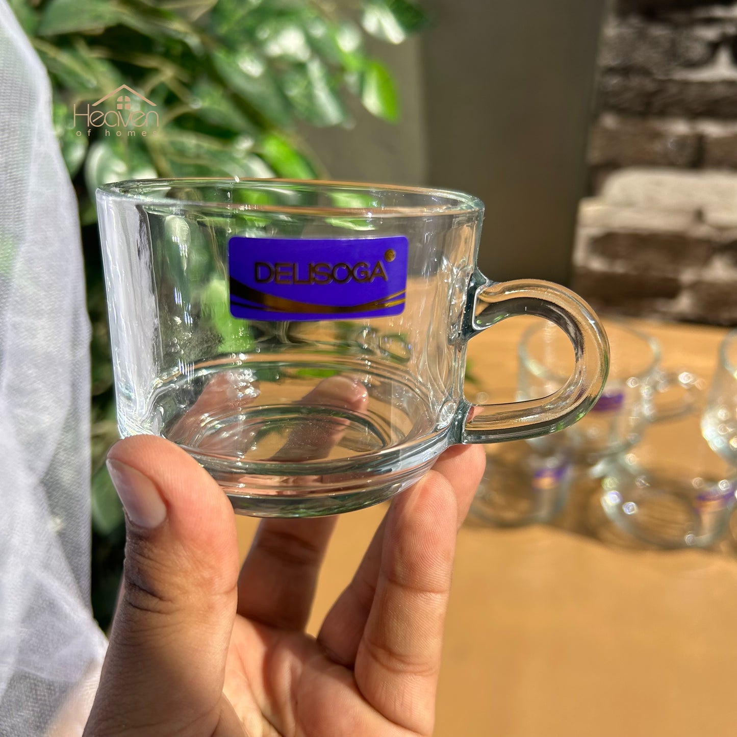 Delisoga® Transparent Clear Glass Cofee & Tea Mugs 210 ML Set of 6 Cup Style - Heaven of homes - Sale Pakistan