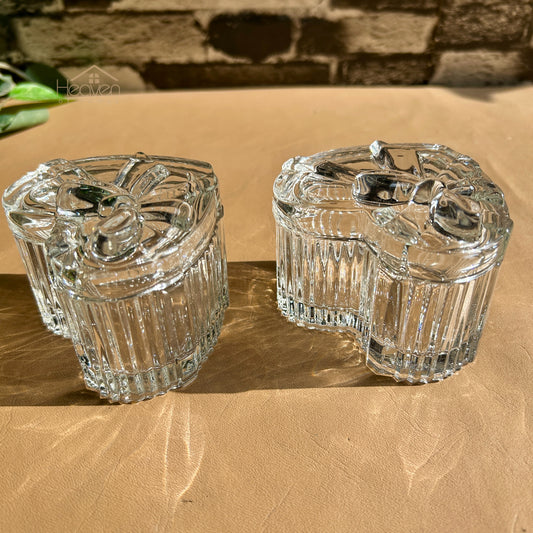 Deli® Set of 2 Small Glass Candy Jars – Elegant Transparent Storage Container TG30-3.5