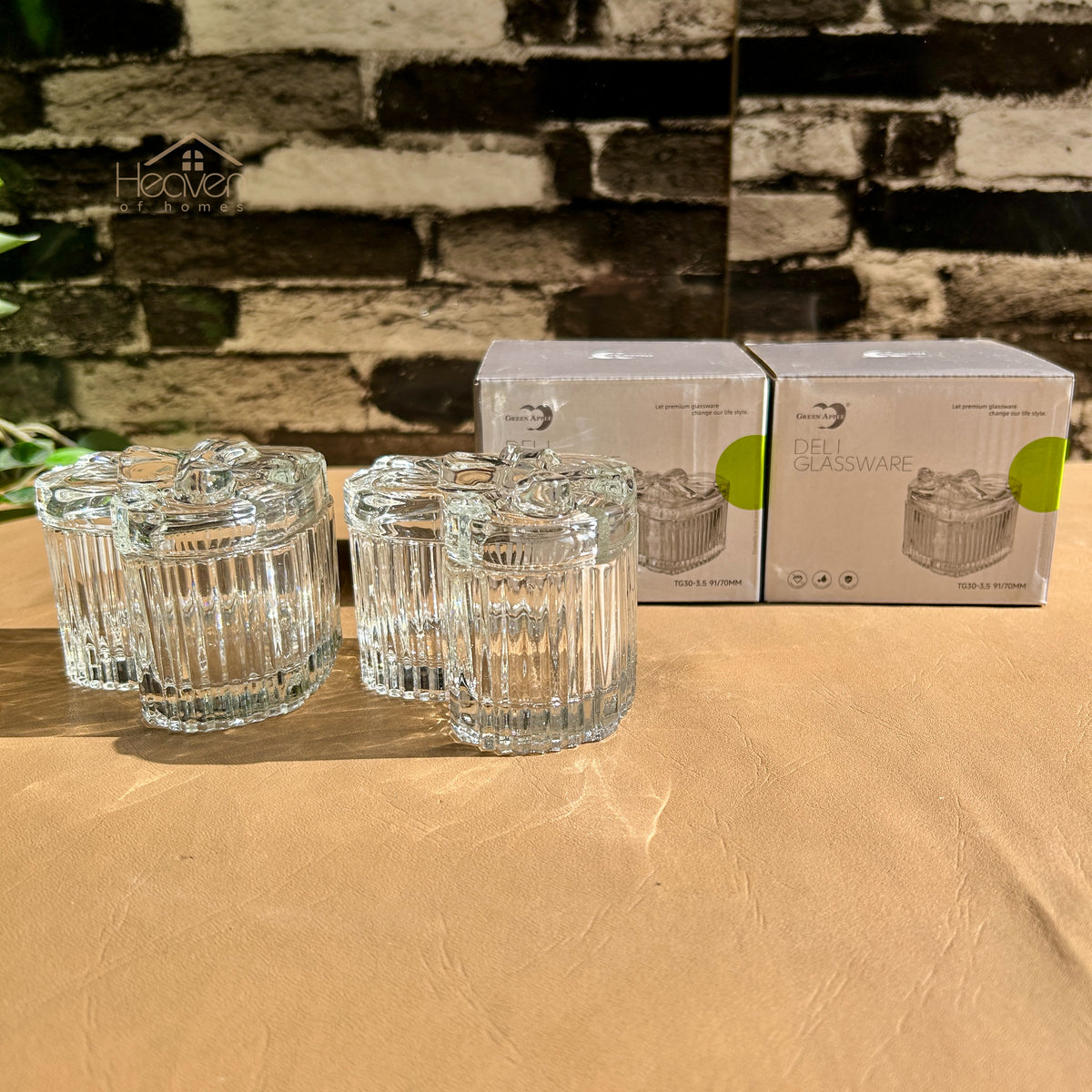 Deli® Set of 2 Small Glass Candy Jars – Elegant Transparent Storage Container TG30-3.5