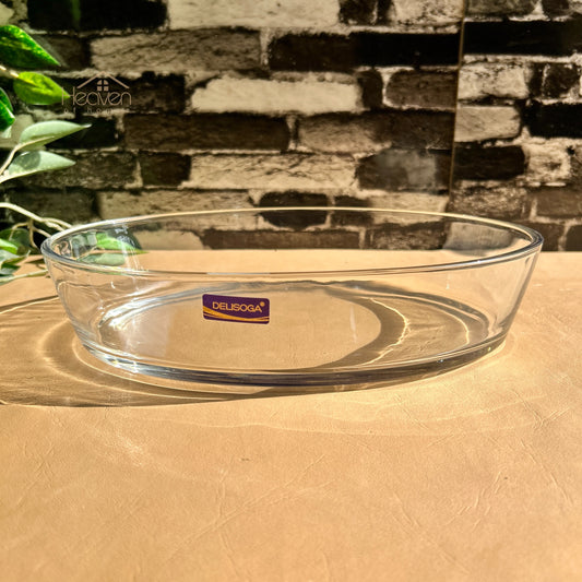 Delisoga® 12-Inch Clear Glass Oval Serving Dish | Elegant Glass Platter for Serving Food