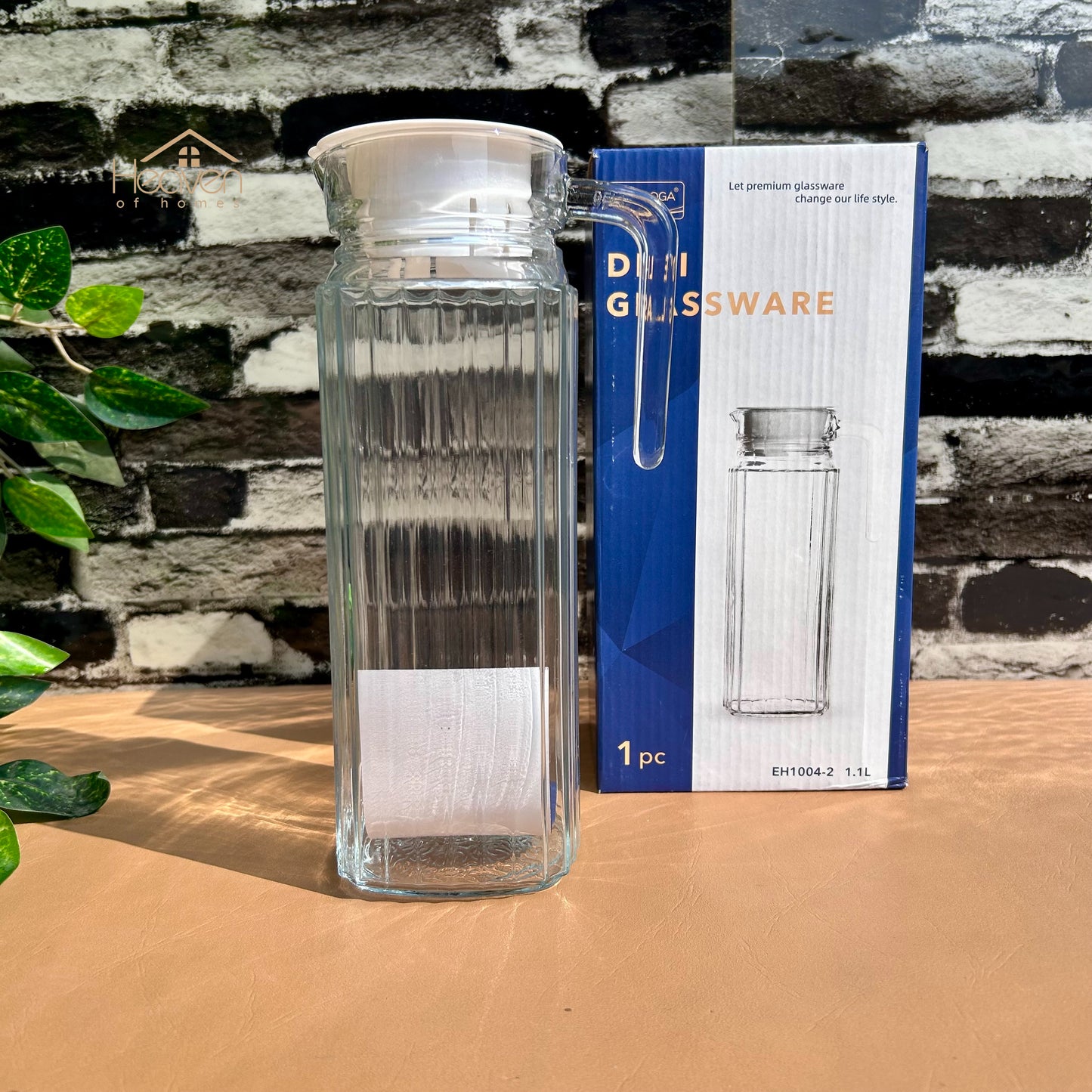 Delisoga® 1.2-Litre Clear Glass Oil Jug with Lid - Durable & Stylish Storage Solution