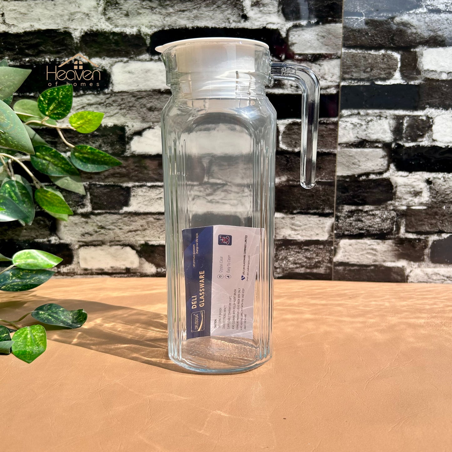 Delisoga® 1.2-Litre Clear Glass Oil Jug with Lid - Durable & Stylish Storage Solution